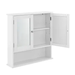 Meuble De Salle De Bains Faible Profondeur|[En.Casa] Armoire de salle de bain vintage avec miroir MDF Blanc laqué en.casa