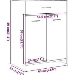 Meuble Wc|Vidaxl Armoire de salle de bain Gris béton 60x33x80 cm Aggloméré