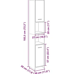 Vidaxl Armoire de salle de bain Chêne sonoma 30x30x183,5 cm Aggloméré