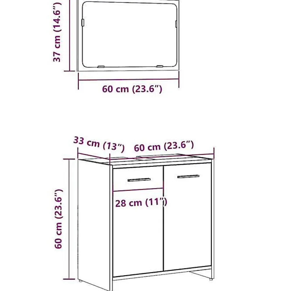 Vidaxl Armoire de salle de bain avec miroir chêne artisanal