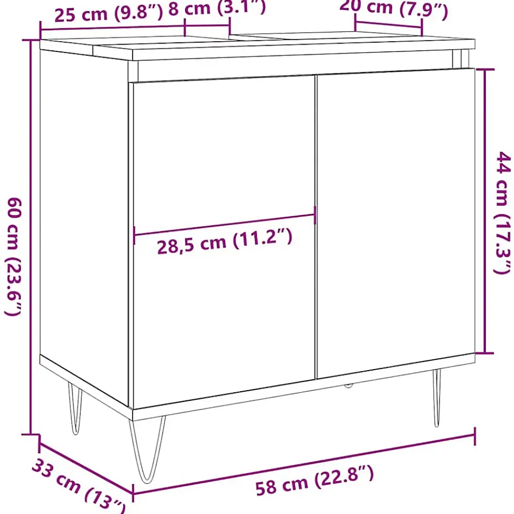 Meuble Wc|Vidaxl Armoire de salle de bain vieux bois 58x33x60 cm bois ingénierie