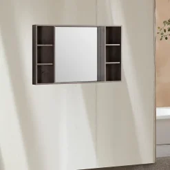 Jindoli Armoire de salle de bain avec miroir chêne brun 120 cm Aquanoma