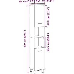 Meuble Wc|Vidaxl Armoire de salle de bain chêne sonoma 30,5x30x179 cm