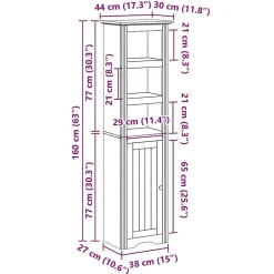 Meuble Wc|Vidaxl Armoire de salle de bain BODO gris 44x30x160 cm