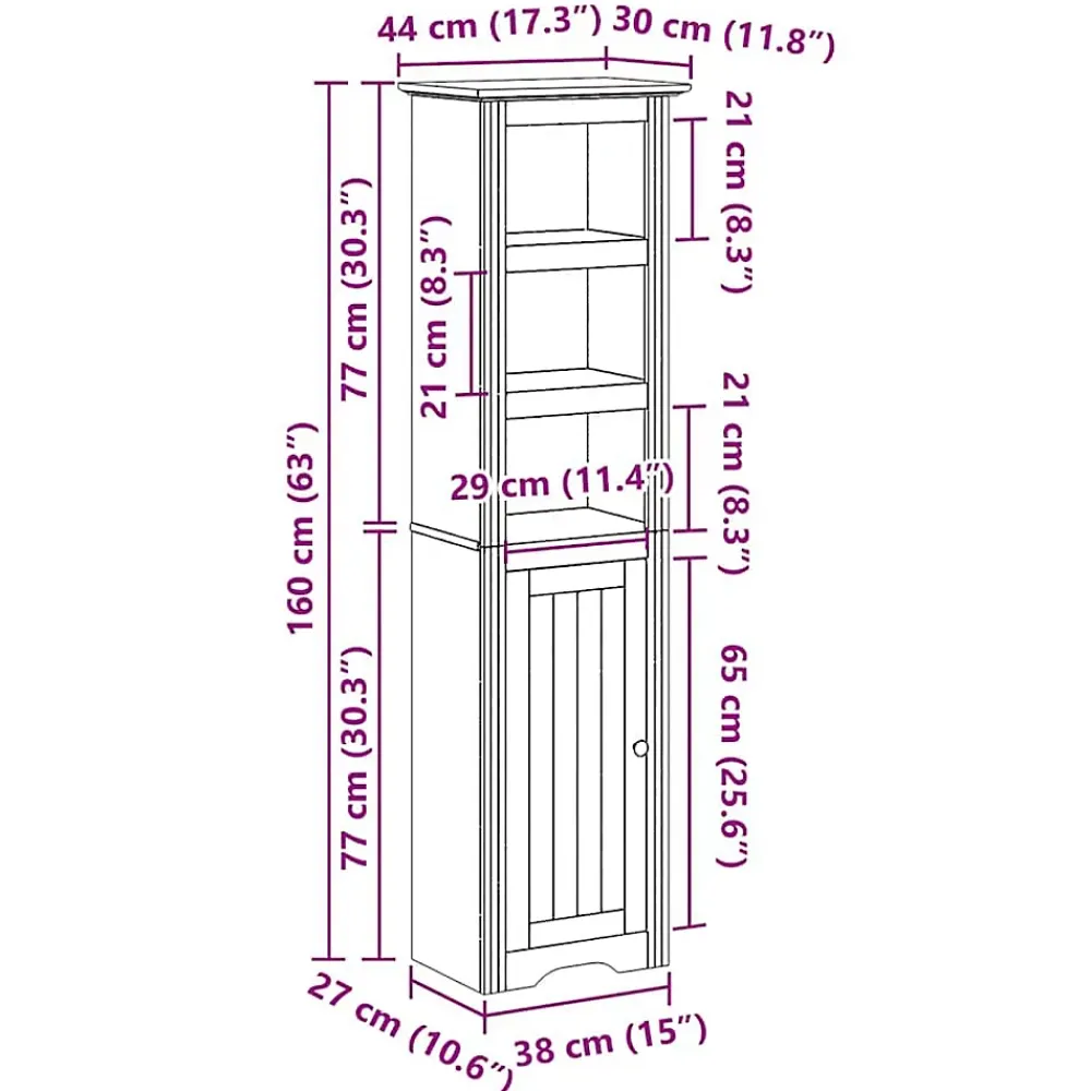 Meuble Wc|Vidaxl Armoire de salle de bain BODO gris 44x30x160 cm