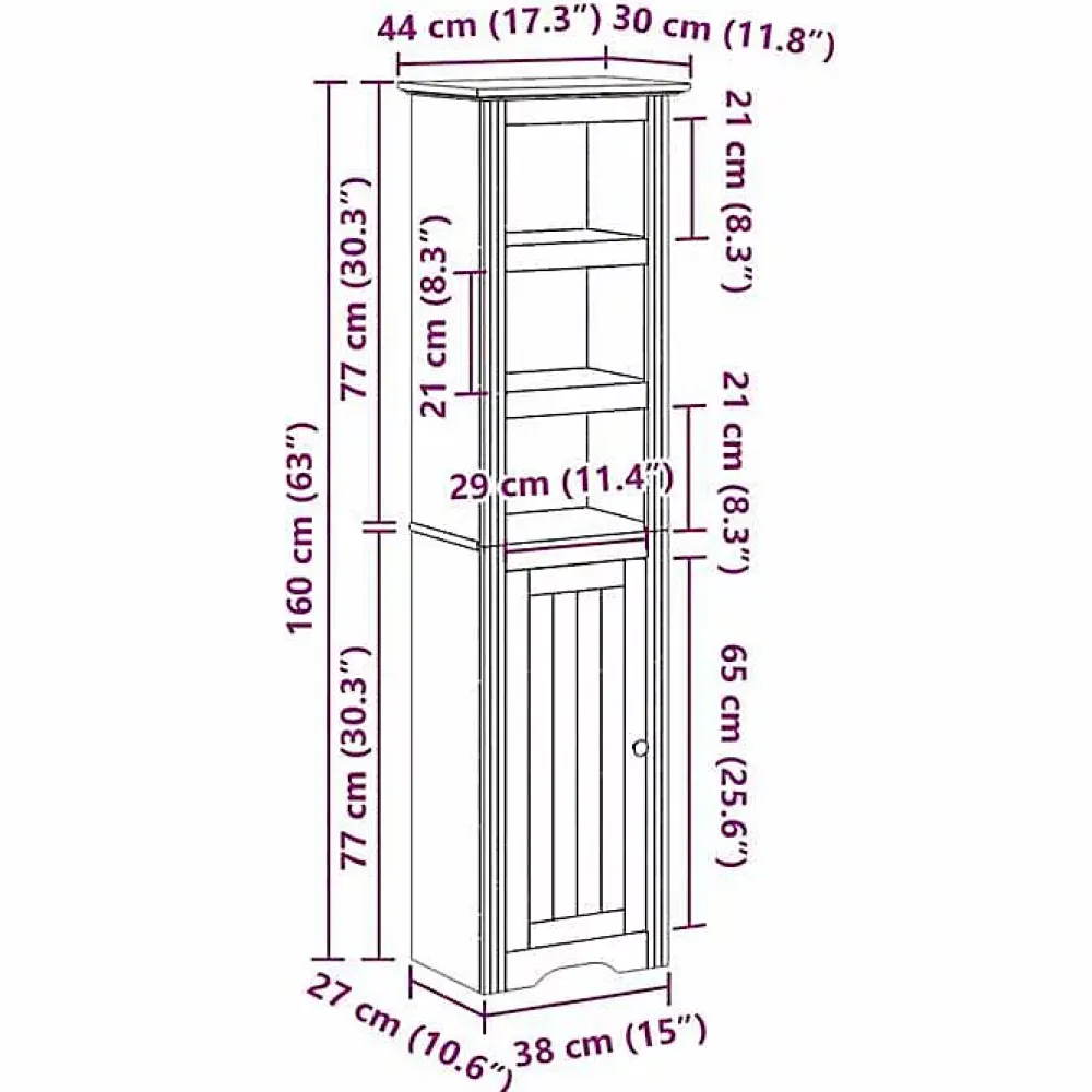 Meuble Wc|Vidaxl Armoire de salle de bain BODO gris 44x30x160 cm