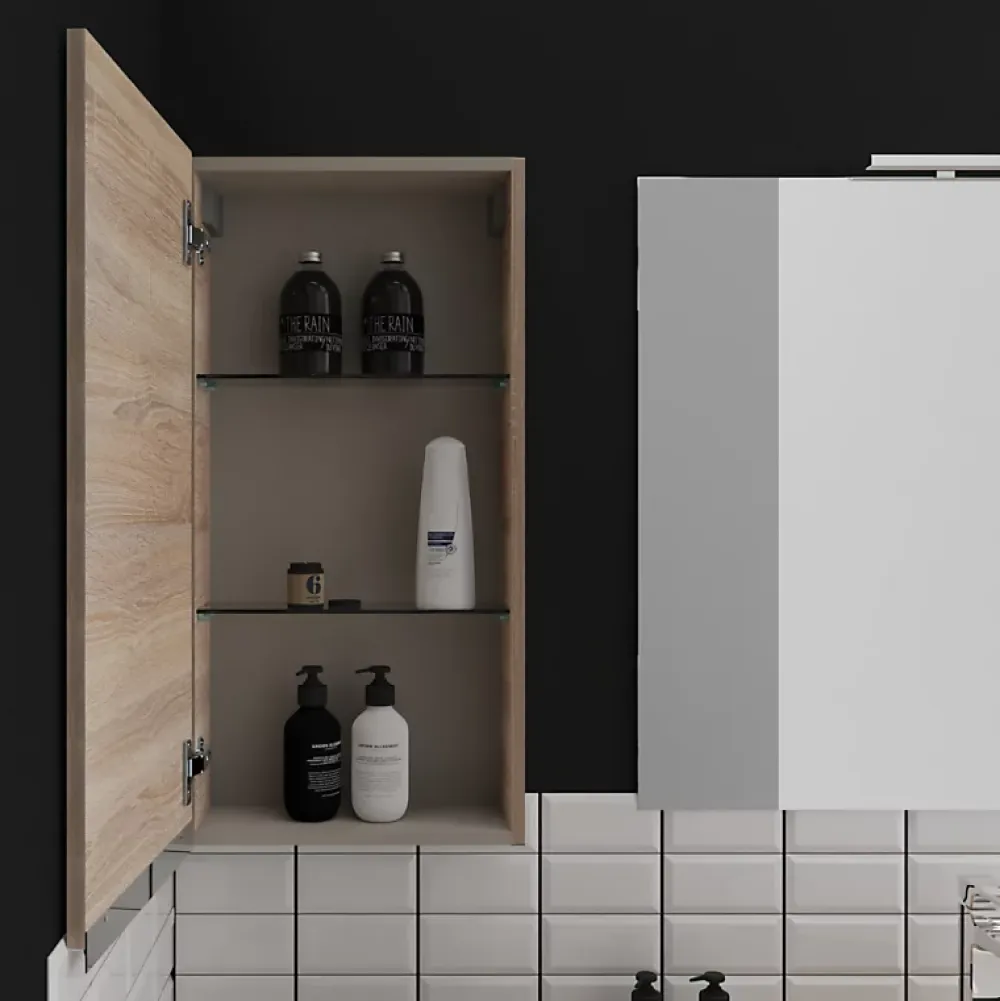 Armoire De Salle De Bains|Planète Bain Armoire de salle de bain 40x80 décor chêne oak bordolino à suspendre