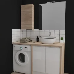 Armoire De Salle De Bains|Planète Bain Armoire de salle de bain 40x80 décor chêne oak bordolino à suspendre