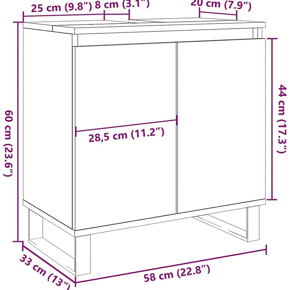 Vidaxl Armoire de salle de bain vieux bois 58x33x60 cm bois ingénierie