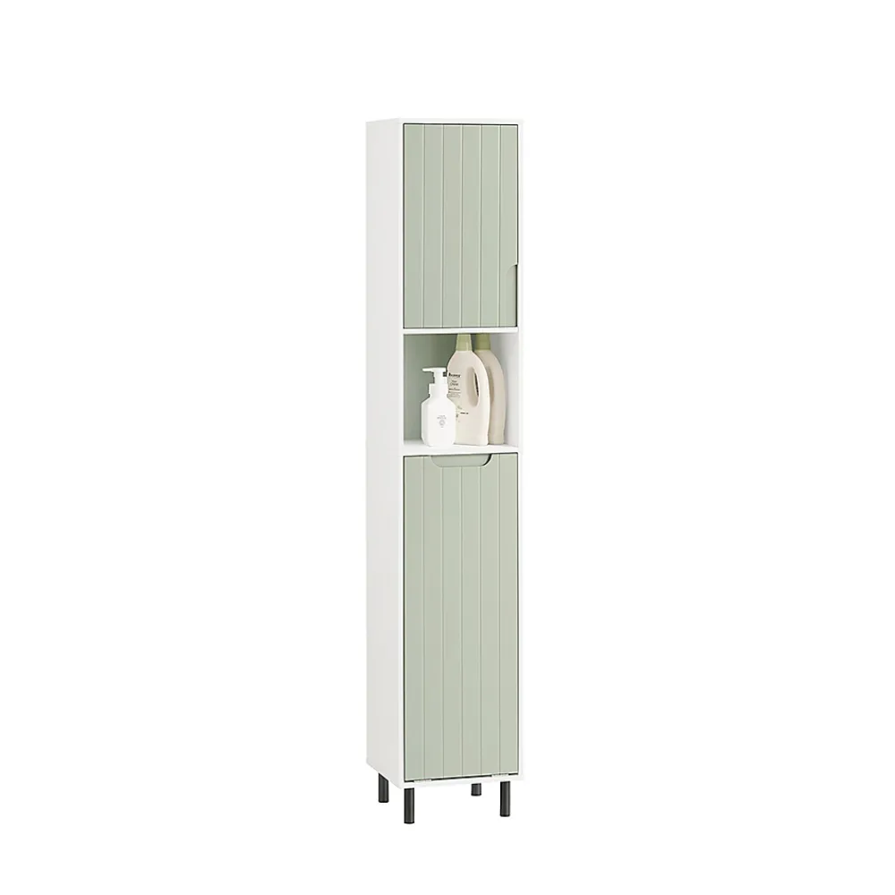 Meuble De Salle De Bains Faible Profondeur|Colonne De Salle De Bains|Sobuy Armoire de Salle de Bain, Meuble de Rangement avec Panier à Linge, BZR137-GR,