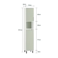 Meuble De Salle De Bains Faible Profondeur|Colonne De Salle De Bains|Sobuy Armoire de Salle de Bain, Meuble de Rangement avec Panier à Linge, BZR137-GR,