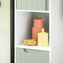 Meuble De Salle De Bains Faible Profondeur|Colonne De Salle De Bains|Sobuy Armoire de Salle de Bain, Meuble de Rangement avec Panier à Linge, BZR137-GR,