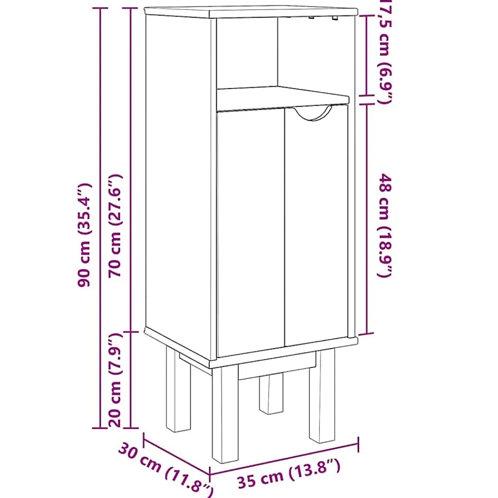 Meuble Wc|Vidaxl Armoire de salle de bain "OTTA" 35x30x90 cm bois massif de pin
