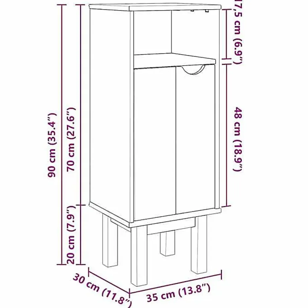 Meuble Wc|Vidaxl Armoire de salle de bain "OTTA" 35x30x90 cm bois massif de pin