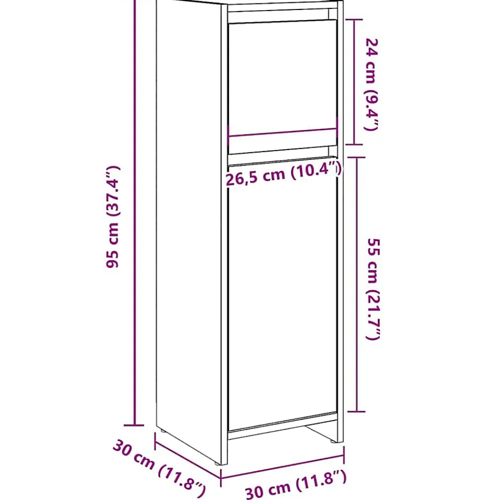 Meuble Wc|Vidaxl Armoire de salle de bain vieux bois 30x30x95 cm bois ingénierie