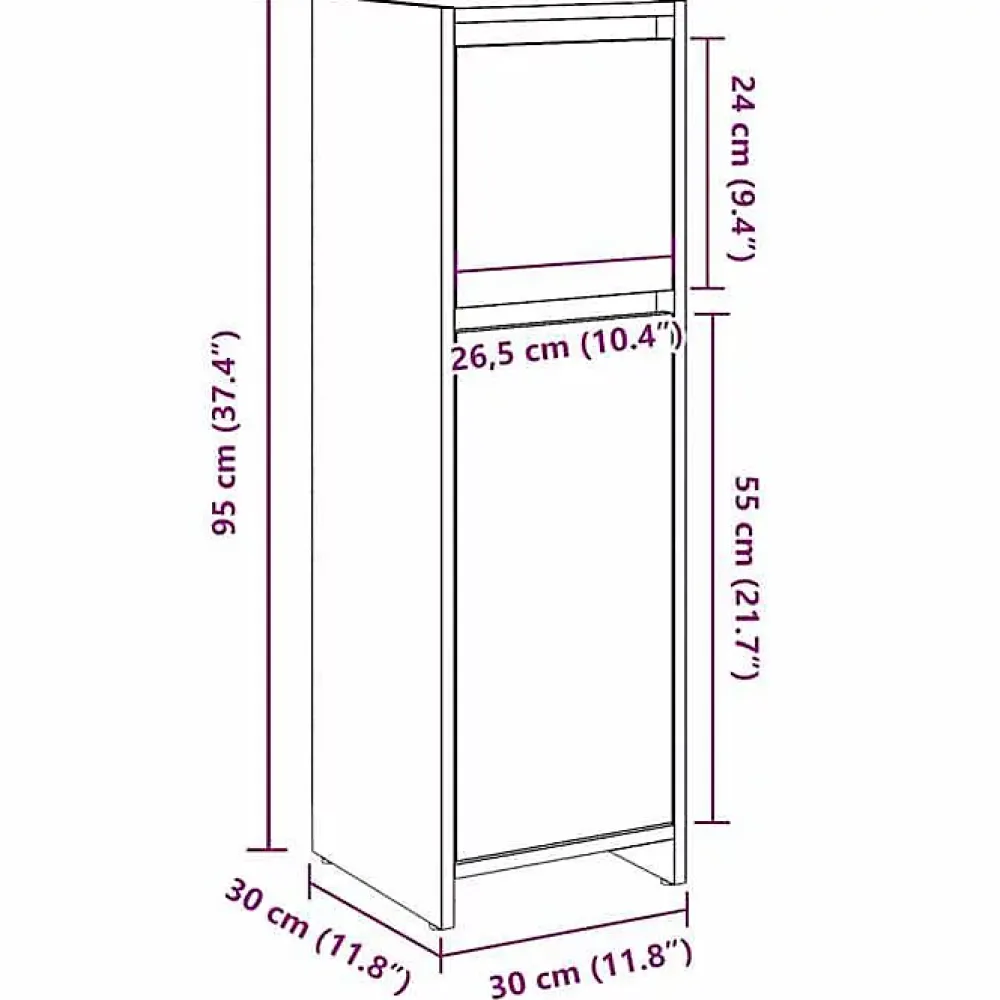 Meuble Wc|Vidaxl Armoire de salle de bain vieux bois 30x30x95 cm bois ingénierie