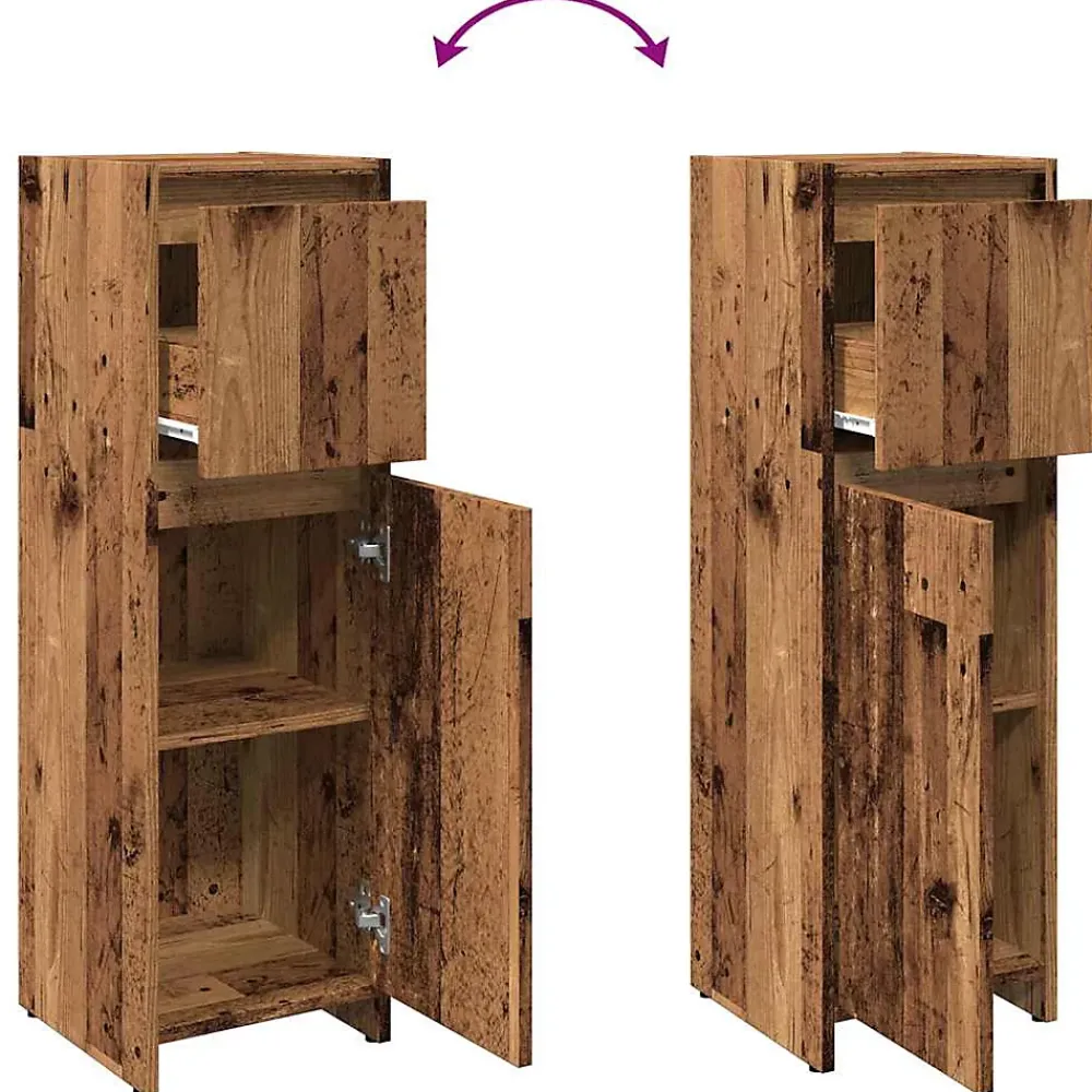 Meuble Wc|Vidaxl Armoire de salle de bain vieux bois 30x30x95 cm bois ingénierie