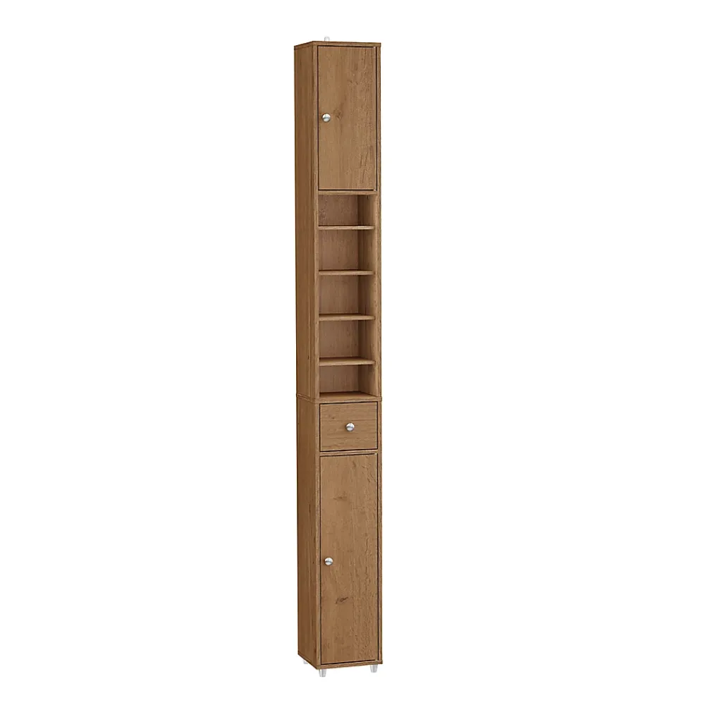 Colonne De Salle De Bains|Sobuy Armoire de Salle de Bain Étroite avec Tiroir et Étagères Réglables en Bois