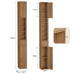 Colonne De Salle De Bains|Sobuy Armoire de Salle de Bain Étroite avec Tiroir et Étagères Réglables en Bois