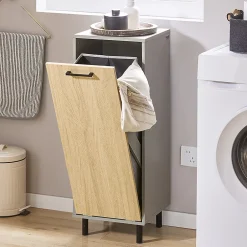 Sobuy Armoire de Salle de Bain, Armoire à Linge, Corbeille à Linge, BZR132-NG,