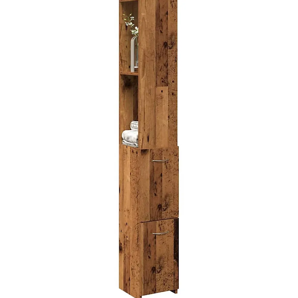 Meuble Wc|Vidaxl Armoire de salle de bain vieux bois 25x25x170cm bois ingénierie