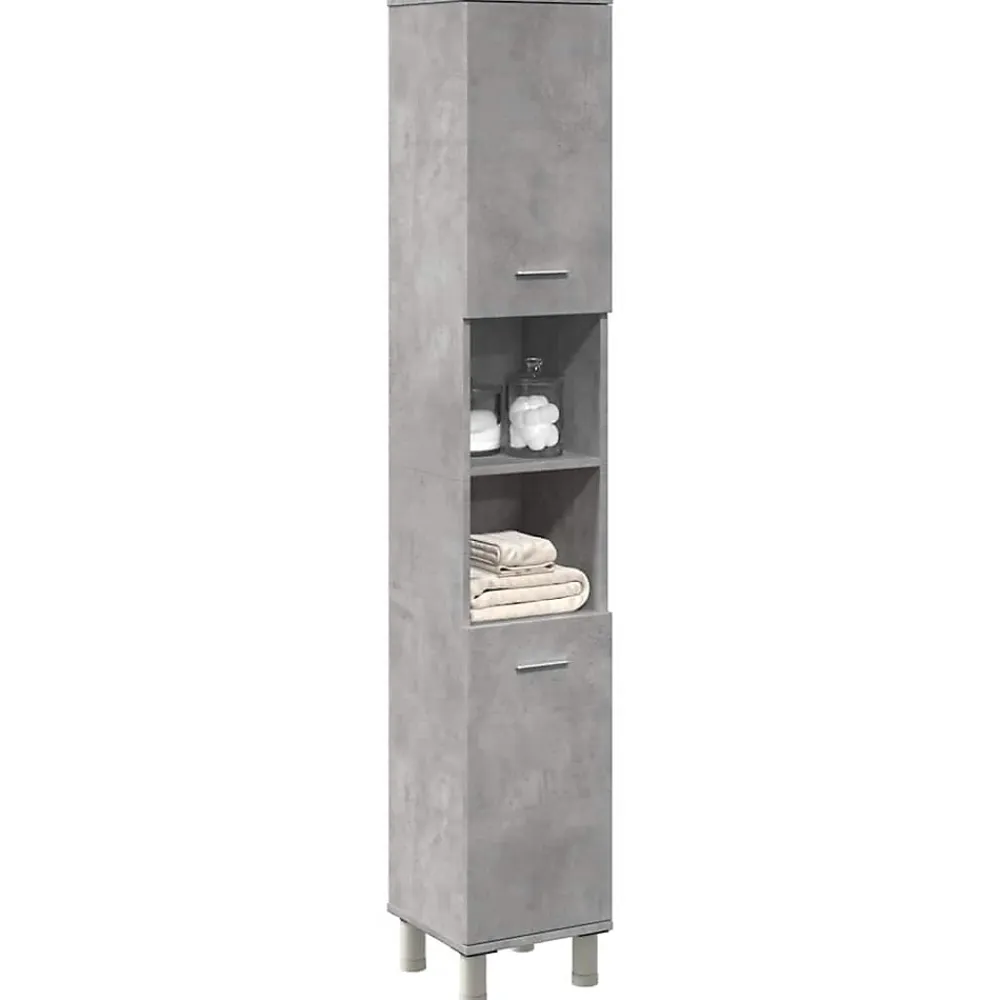 Vidaxl Armoire de salle de bain Gris béton 30x30x179 cm Aggloméré