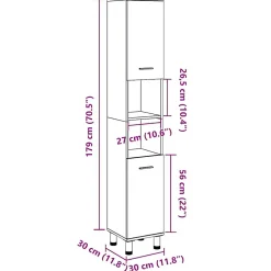 Vidaxl Armoire de salle de bain Gris béton 30x30x179 cm Aggloméré
