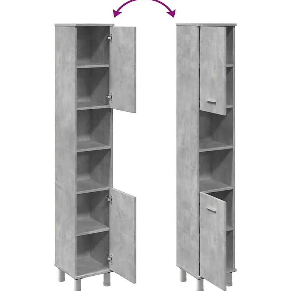 Vidaxl Armoire de salle de bain Gris béton 30x30x179 cm Aggloméré
