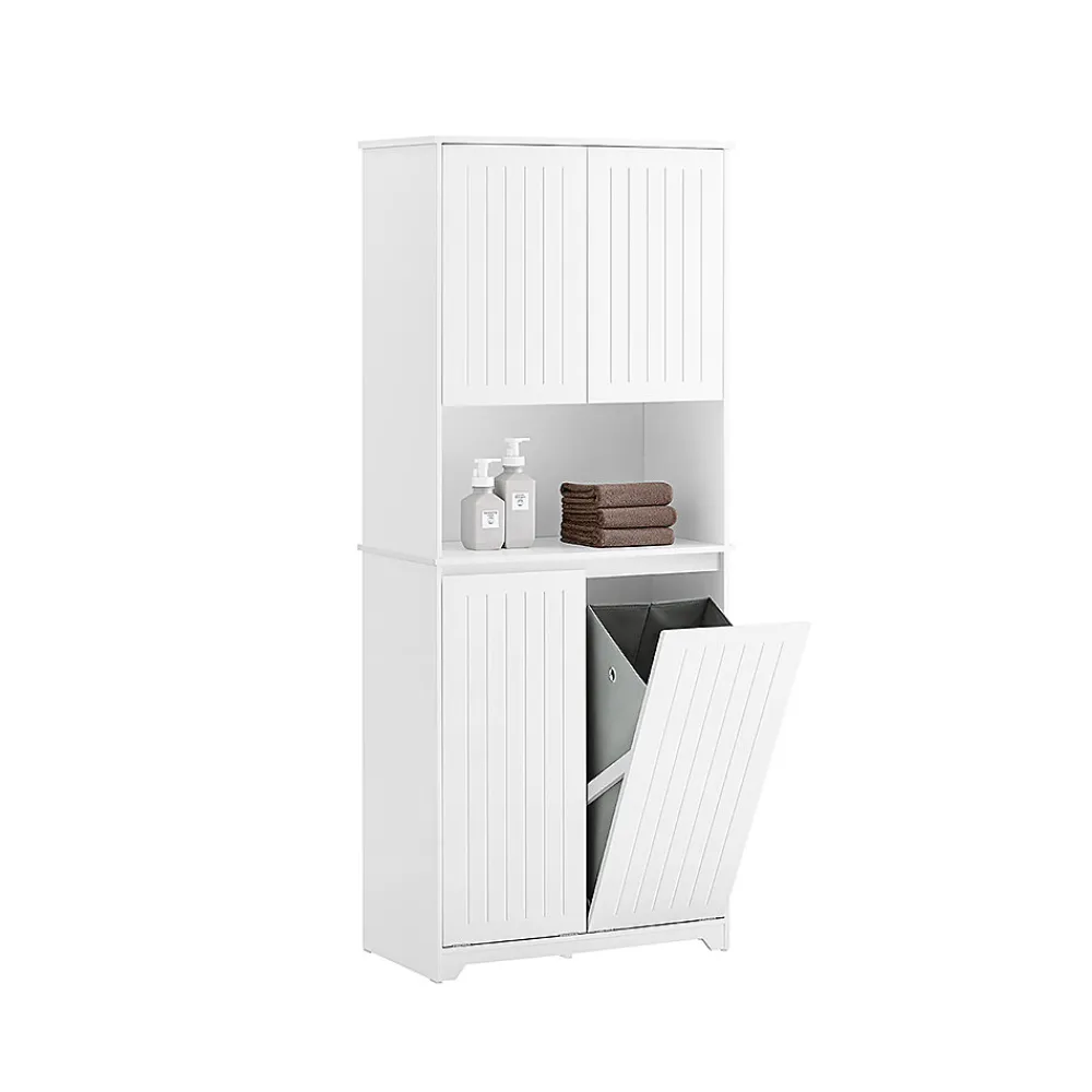 Armoire De Salle De Bains|Sobuy Armoire de Salle de Bain Sac à Linge, Portes, 2 Paniers à Linge, BZR150-W,