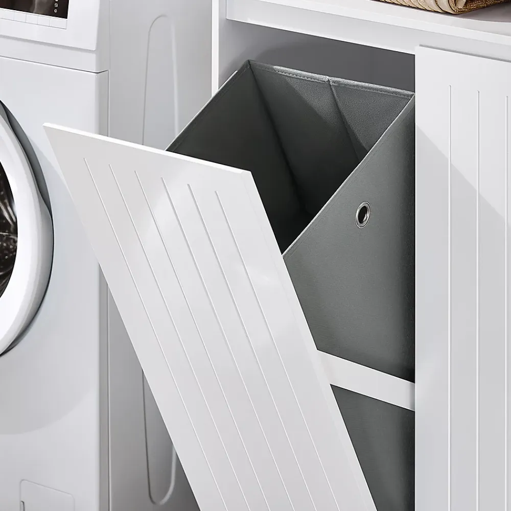 Armoire De Salle De Bains|Sobuy Armoire de Salle de Bain Sac à Linge, Portes, 2 Paniers à Linge, BZR150-W,