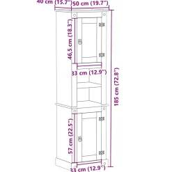 Meuble Wc|Vidaxl Armoire de salle de bain Corona 50x40x185 cm bois de pin massif