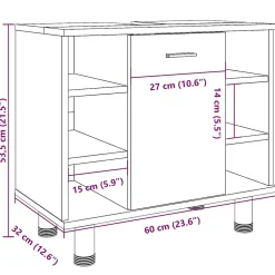 Meuble Wc|Vidaxl Armoire de salle de bain vieux bois 60x32x53,5 cm