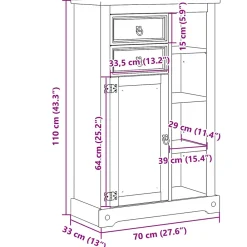 Meuble Wc|Vidaxl Armoire de salle de bain Corona 70x33x110 cm bois de pin massif