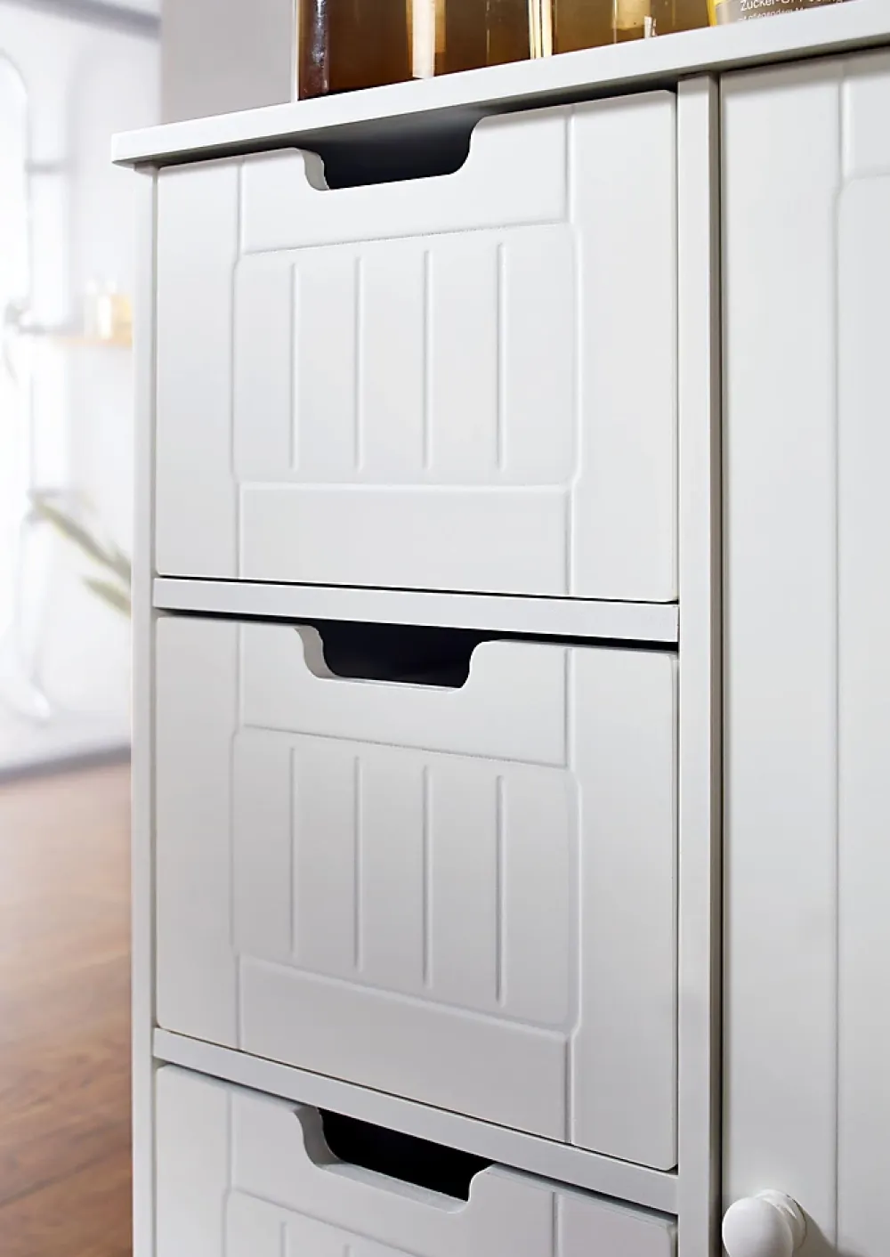 Finebuy Armoire de Salle de Bain 56x83x30 cm Commode avec Tiroir et Porte Blanc