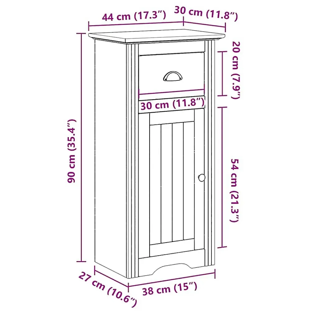 Vidaxl Armoire de salle de bain BODO gris 44x30x90 cm