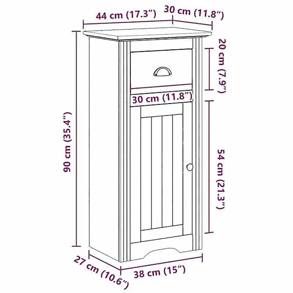 Vidaxl Armoire de salle de bain BODO gris 44x30x90 cm