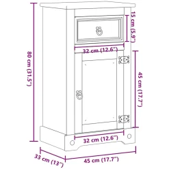 Vidaxl Armoire de salle de bain Corona 45x33x80 cm bois de pin massif