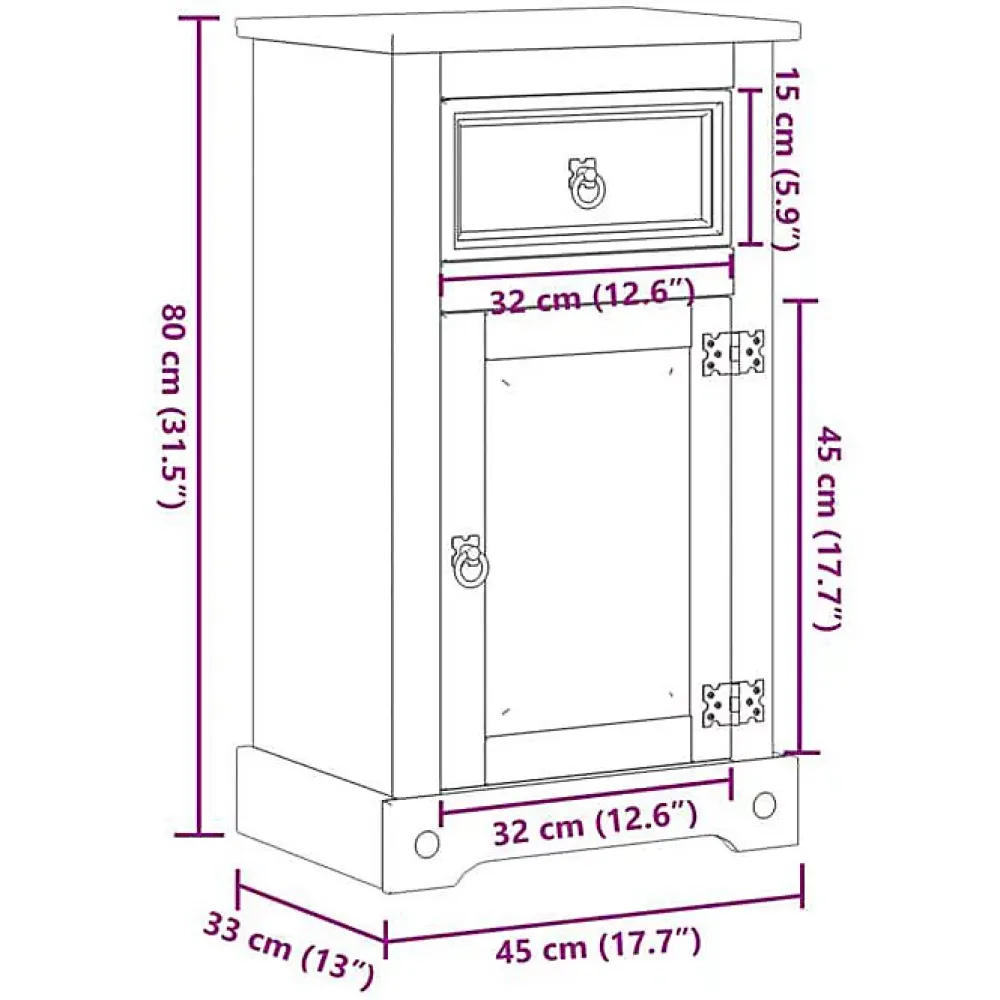 Vidaxl Armoire de salle de bain Corona 45x33x80 cm bois de pin massif