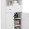 Giantex Armoire de Salle de Bain avec Etagere Reglable Meuble de Rangement sur Pieds avec Tiroirs et Portes Blanc