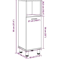 Vidaxl Armoire de salle de bain Gris béton 30x30x95 cm Aggloméré