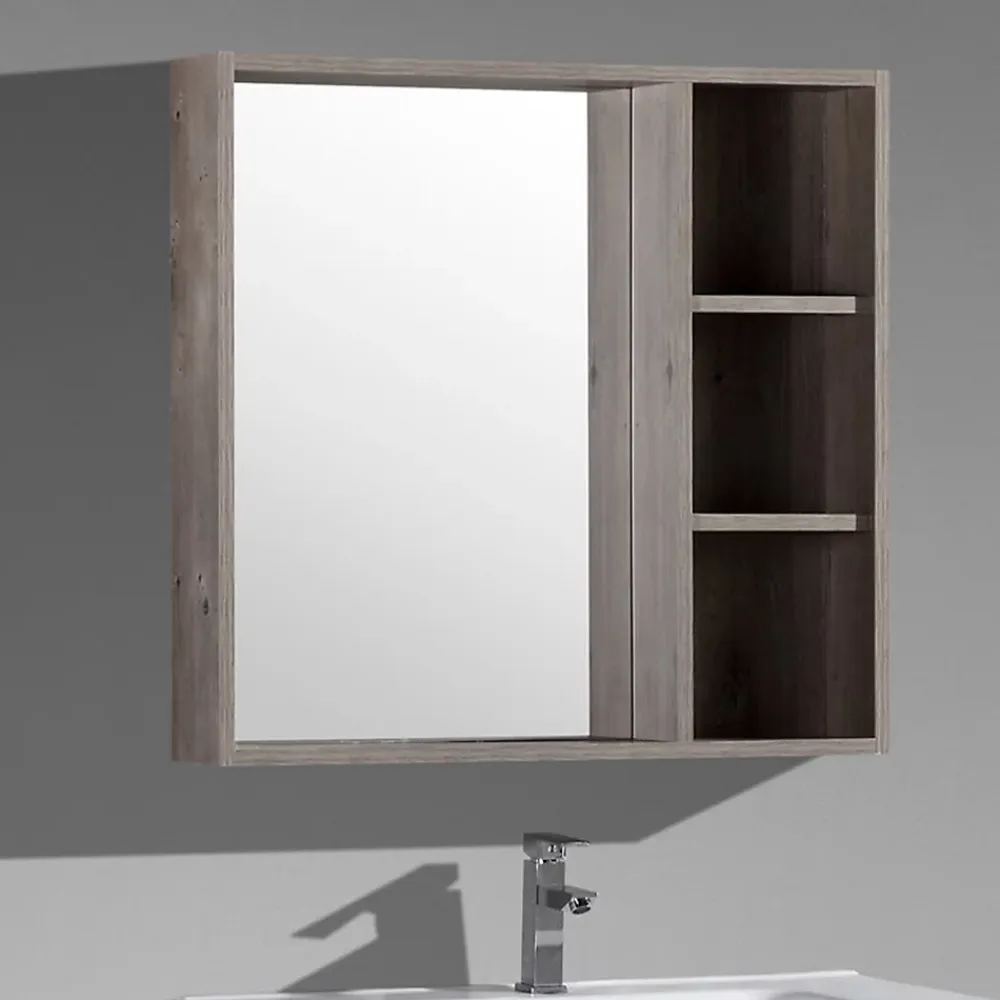 Jindoli Armoire de salle de bain avec miroir chêne brun 100 cm Aquanoma