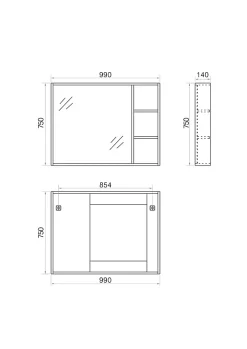 Jindoli Armoire de salle de bain avec miroir chêne brun 100 cm Aquanoma