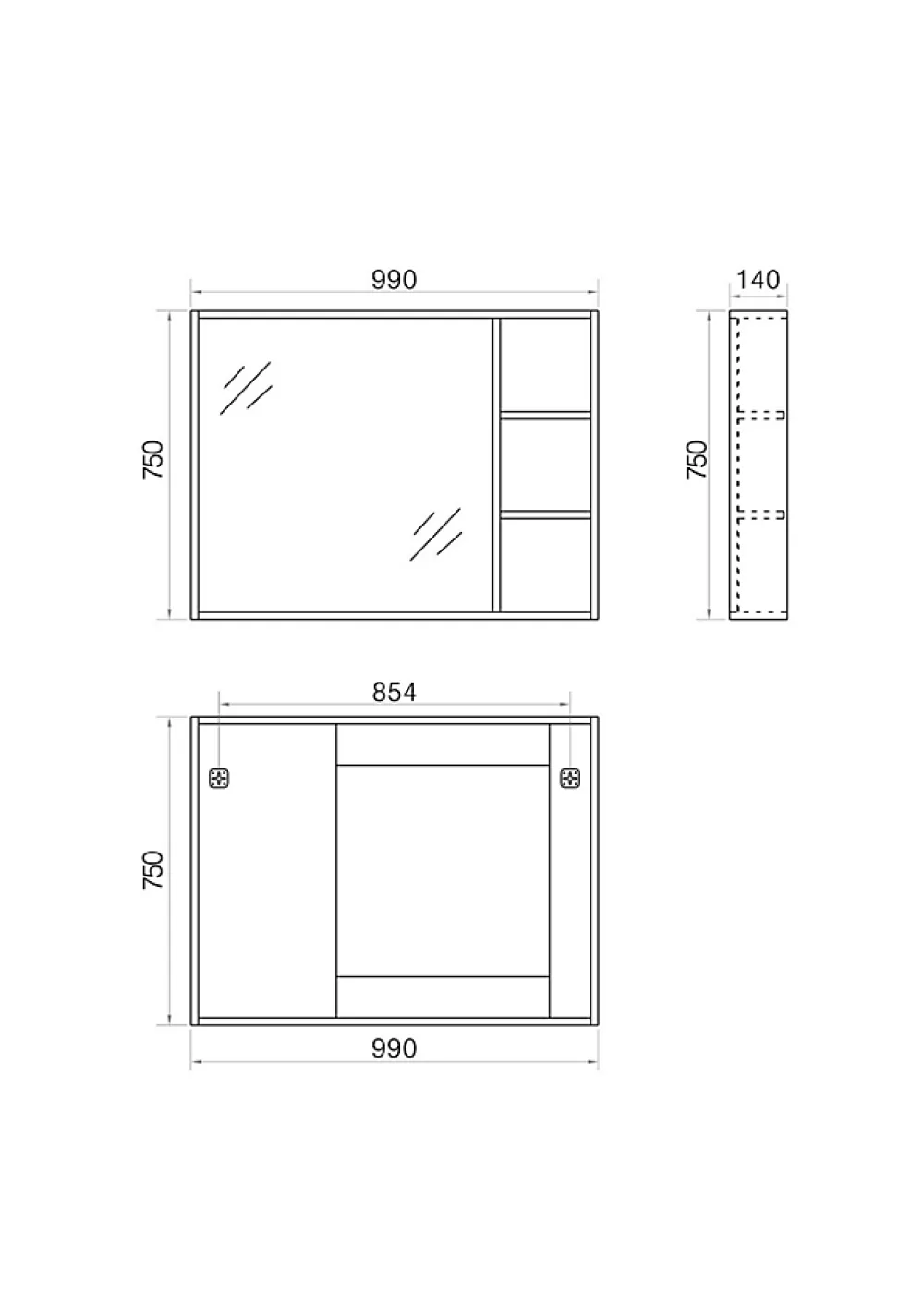 Jindoli Armoire de salle de bain avec miroir chêne brun 100 cm Aquanoma
