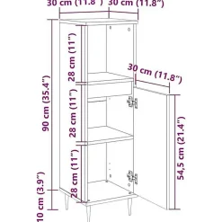 Meuble Wc|Vidaxl Armoire de salle de bain gris béton 30x30x100 cm