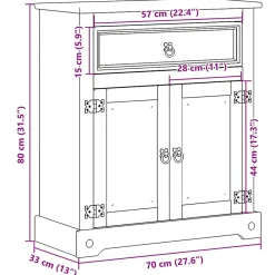 Meuble Wc|Vidaxl Armoire de salle de bain Corona 70x33x80 cm bois de pin massif