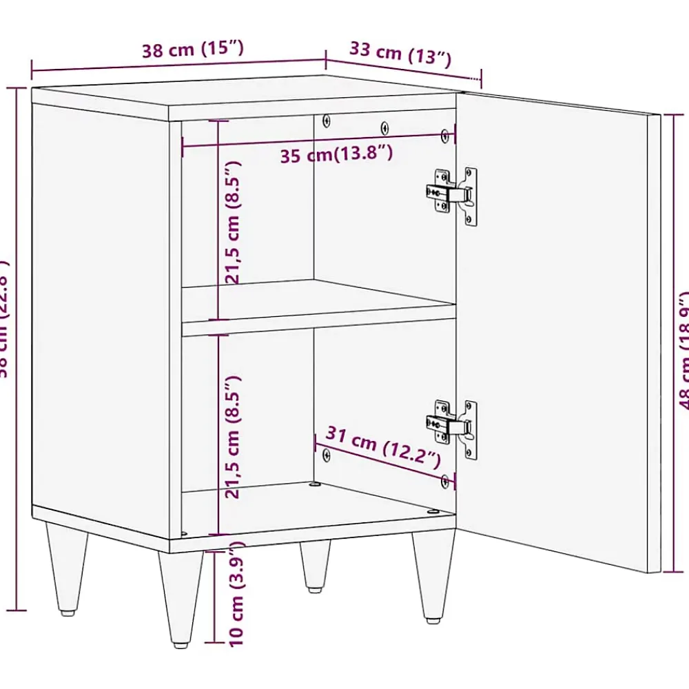 Vidaxl Armoire de salle de bain 38x33x58 cm bois massif de manguier