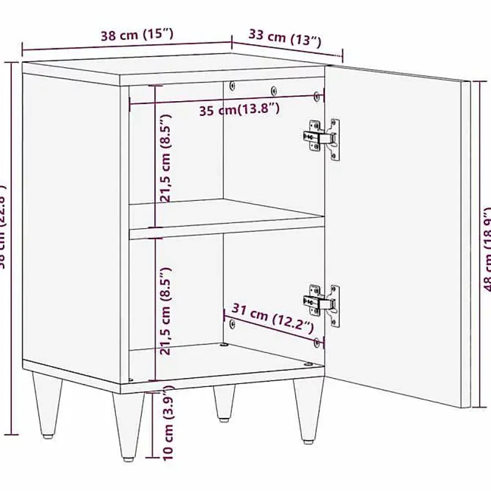 Vidaxl Armoire de salle de bain 38x33x58 cm bois massif de manguier