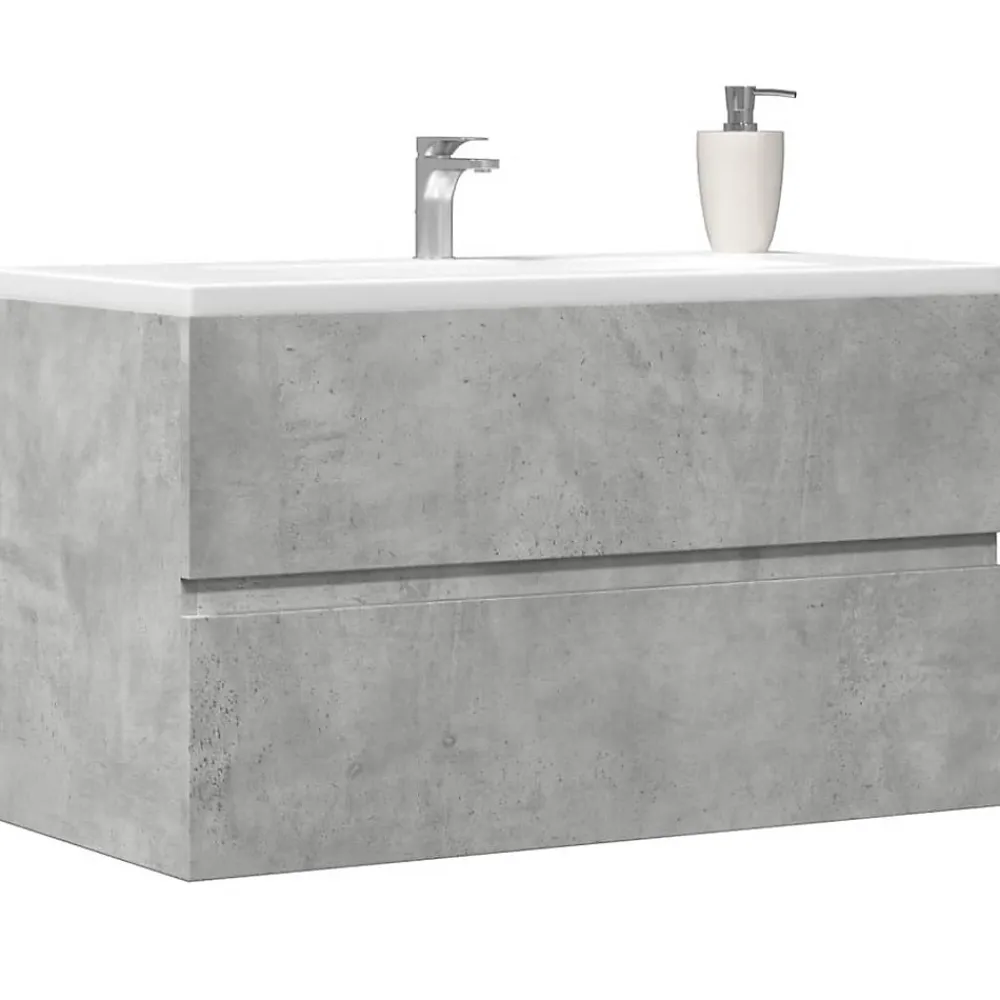 Vidaxl Armoire de salle de bain suspendue gris béton bois d'ingénierie