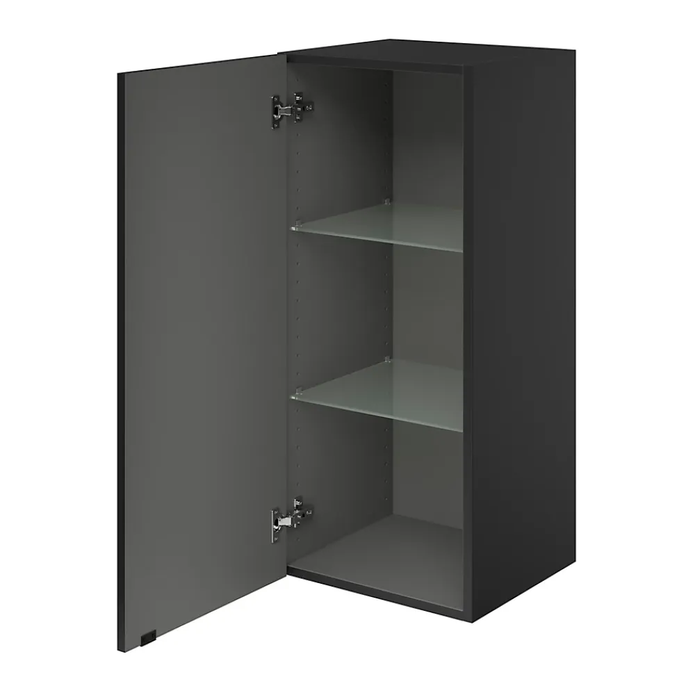 Colonne De Salle De Bains|Meuble De Salle De Bains Faible Profondeur|GoodHome Armoire de salle de bains noir mat l.40 x H.90 x P.36 cm, Imandra