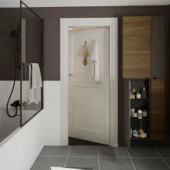 Colonne De Salle De Bains|Meuble De Salle De Bains Faible Profondeur|GoodHome Armoire de salle de bains noir mat l.40 x H.90 x P.36 cm, Imandra